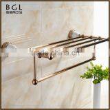 Circle Tube Fancy Design Zinc Alloy Polished Rose Gold Bathroom Accessories Wall Mounted Bathroom Towel Shelf
