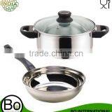 STAINLESS STEEL FRY PAN & DUTCH OVEN W/LID