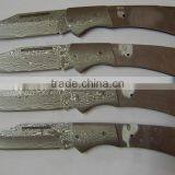 Brass Bolster Damascus Steel Folding Pocket Knife thumbnail-2