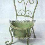 Tiny Chair With Metal Flower Pot thumbnail-1