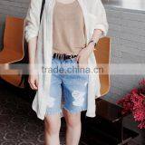 Women Fifth Denim Pants Summer Short Ripped Jeans thumbnail-5