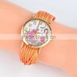 Charming Beautiful Tower Luxury Watch Women Weave Rhinestone Leather Bracelet Nylon Braided Strap Wristwatch thumbnail-2