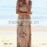 Floral Print off Shoulder Holiday Maxi Dress Latest Design Woman Maxi Dress thumbnail-1