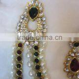 Maroon Green RANI HAAR Stone Gold Plated BRIDAL Necklace EARRING Set thumbnail-3
