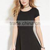 The Classic Posed a Short-sleeved Dress Pure Color thumbnail-2