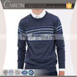 Crew Neck Pullover Blend Custom Geometrical Stripe Pattern Design Men Knit Sweaters thumbnail-1