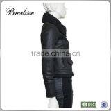 2014-2015 Wholesale Fashion Lady pu Leather Jacket Stylish Women's Black Leather Jacket thumbnail-3
