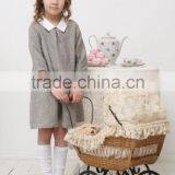 Wholesale Children's Boutique Clothing Spring Summer Girl Dress of 9 Years Old Half Sleeve Peter Pan Collar Vintage Linen Dress thumbnail-2