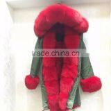 Myfur Baby Pink Thick Part Fox Fur Trimmed Luxury Ladies Fashion Long Parka thumbnail-6