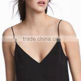Slight Sheen Women Sleeveless Spaghetti Straps Cami V-neckline Tank Tops thumbnail-4