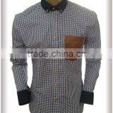 Leather Pocket on Left Check Checked Men's Casual Shirt in Latest Design thumbnail-1