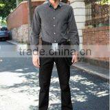 New Men's 100% Cotton Black White Striped Long Sleeve Slim Fit Business Shirt thumbnail-2