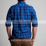 Trendy Deep Blue Button Down Collar Check Pattern Flannel New Model Shirt for Men thumbnail-2