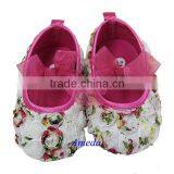 Baby Colorful Rosettes Hot Pink Ribbon Crib Shoes NB-18M thumbnail-1