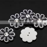 Wholesale Scrapbooking 2 Holes Flower White Black Wood Painting Sewing Buttons thumbnail-3