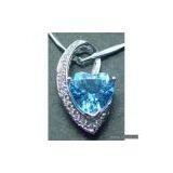Sell Blue Topaz With K Solid Gold Pendant Or Necklace thumbnail-1