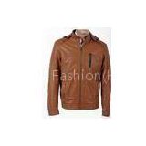 Wholesale Luxury and Stylish, Coffee / Dark Red and Urban Mens Hooded PU Leather Jacket