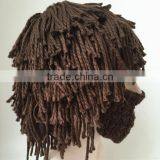 Hot Sell Mens Barbarian Knit Crochet Hat Wig Mustache Cap Beard Mask Hat Detachable Beard thumbnail-3