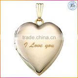 personalized engraving gold heart Shaped locket pendant necklace