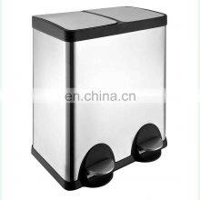 2022 Popular Home and Hotel 2 in 1 Garbage Bin Recycling Stainless Steel 40L 60L Kitchen Recycle Waste Bin