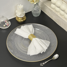 Cheap Wholesale Transparent Plastic Charger Plate With Gold Rim thumbnail-4