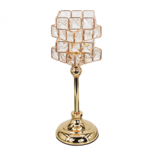 European Crystal Rubik's Cube Candlestick Golden Iron Hollow Ornaments Crafts Romantic Candlelight Dinner Wedding Ornaments thumbnail-5