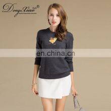 Jacquard Pattern 100% Cashmere Crew Neck Women's Winter Warm Sweater Knitted Patchwork Style With OEM Service thumbnail-5