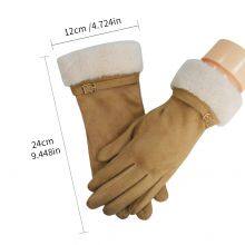 Wholesale Women Winter Gloves High Quality Cute Velvet With Faux Fur Cuffs Fashion Warm Gloves thumbnail-2
