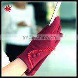 Ladies Micro Velvet Gloves With Buttons for Wholesale thumbnail-2