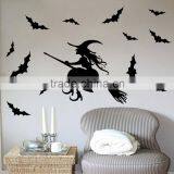 ALFOREVER Halloween Witch Fly Around Bats Vinyl Sticker,witch Wall Decals thumbnail-1
