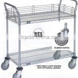 Utility Cart 2-Shelf Wire Shelf W/Rubber Wheel Casters in Chrome thumbnail-1