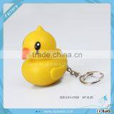 Yellow duck shape LED flashing keychain/duck keychain with light