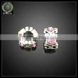 Chinese Rhinestone Pink Alloy Big Hole Beads Fit Jewelry Bracelet thumbnail-1