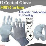High Quality 13G Nylon / Carbon Anti-static PU Coated Hand Protection Safety Work Glove