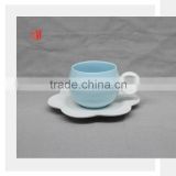 Ceramic 6 Piece Cup and Saucer Set with Flower Shape Set of 6
