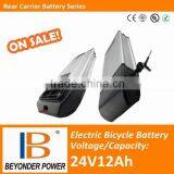 Hot sale,hangzhou factory, rear carrier 24V10Ah recharge battery for e bike with BMS and case