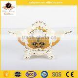 European style fruit bowl with handle charming mordel ceramic porcelian yellow fruit bowl for christmas