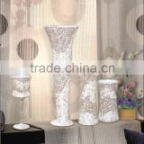 glass mosaic vase with pearl colors