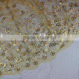 organza colorful litter sequin flower Indian Fabric Silk african fabric CL2029-2 gold