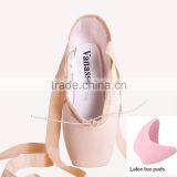 Genuine Leather Outsole Soft Pointe Ballet Gym Dancing Dance Shoes for Girls Kids Children Woman Pink Satin Canvas Toe Pads thumbnail-6