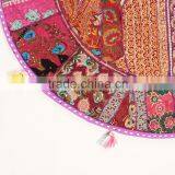 Purple Meditation Cushion Throw Pillow Indian Flloor Cushions Throw Pillow Indian Round Meditation Cushion Sari Round Cushions thumbnail-2