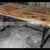 Cast Iron Table with Acacia Wood Top
