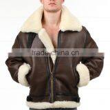 Mens Military Shearling Bomber Leather Jacket thumbnail-1