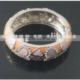 Factory Price Ceramic Feel Loving Heart Artwork Metallic Rhinestone Alloy Bangles thumbnail-1