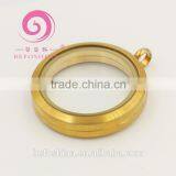 30mm Stainless Steel Gold Color Magnet Glass Floating Locket Pendant for Locket Floating thumbnail-1