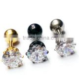 crystal 316 stainless steel ear piercing jewelry body jewelry