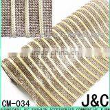 2 Lines Gold Mesh Chain With 4 Lines of Rhinestone Adhesive Mesh thumbnail-1