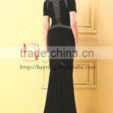 Simple Short Sleeve Spandex Cotton Mermaid Evening Long Dress thumbnail-6
