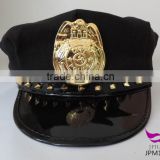 Police officer hat octagonal hat cosplay cap with badges and rivets