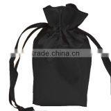 6 Inch x 9 Inch Black Wholesale Satin Dust Bag With Drawstring Close